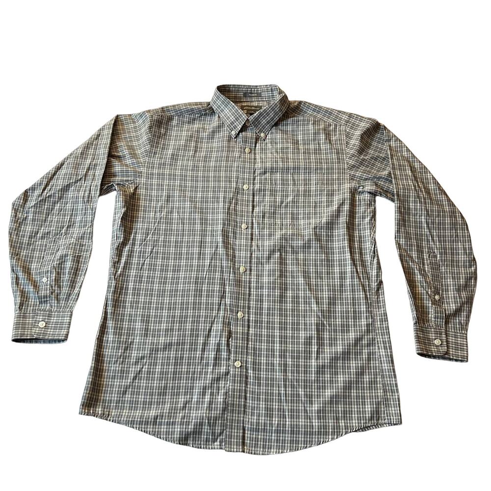 Eddie Bauer Mens Plaid Check Relaxed Fit Button Down Shirt Size M Workwear